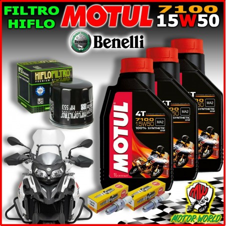 KIT TAGLIANDO OLIO MOTUL 7100 + FILTRO E CANDELA BENELLI TRK 502X ABS 500 2019