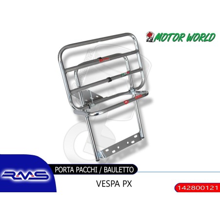 PORTAPACCHI POSTERIORE CROMATO CON RIBALTINA PER VESPA PX 125 150 200 FACO