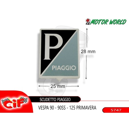 SCUDETTO PIAGGIO PICCOLO ADESIVO ALLUMINIO VESPA 90SS PRIMAVERA 125 070312