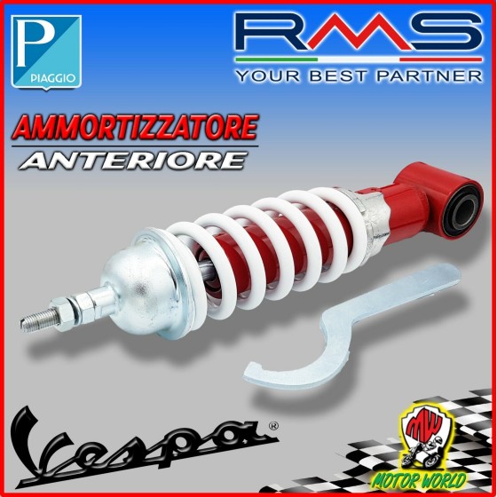 AMMORTIZZATORE ANTERIORE RMS ROSSO MOLLA BIANCA REGOLABILE VESPA 90 RACER