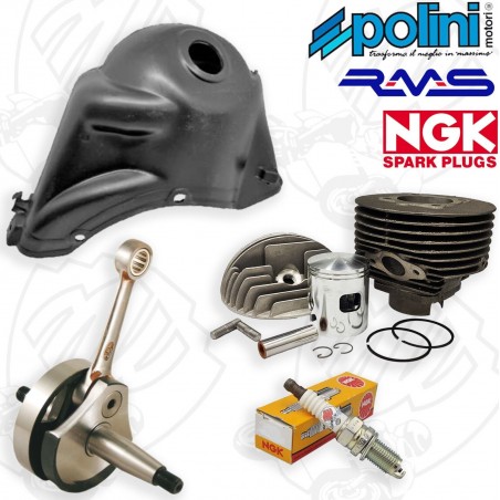 KIT COMPLETO MODIFICA MOTORE CILINDRO POLINI 130 ALBERO CONO 20 E CANDELA APE 50