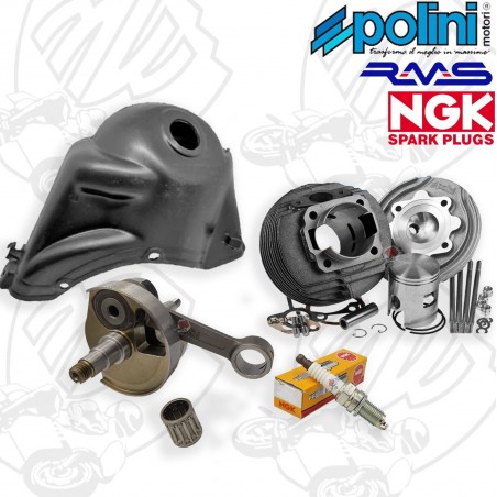 KIT COMPLETO MODIFICA MOTORE CILINDRO POLINI 130 ALBERO CONO 20 PIAGGIO APE 50