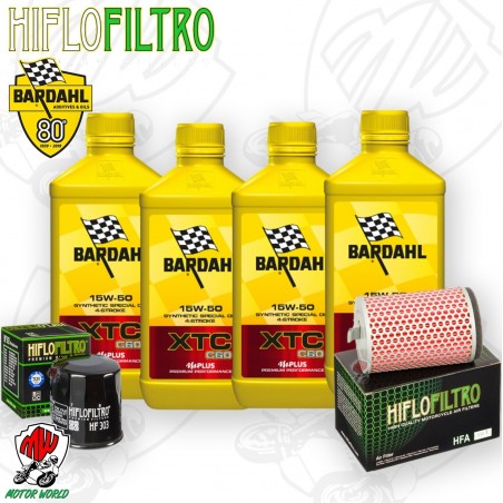 Kit tagliando Olio BARDAHL XTC 15W50 + Filtri Honda CB 400 Super Four 1992 1998