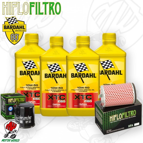 Kit tagliando Olio BARDAHL XTC 10W50 + Filtri Honda CB 400 Super Four 1992 1998