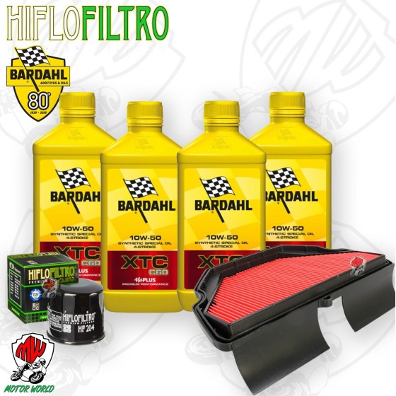 Kit tagliando Olio BARDAHL XTC 10W50 + Filtri PER HONDA CBR 600 F 2001 2007