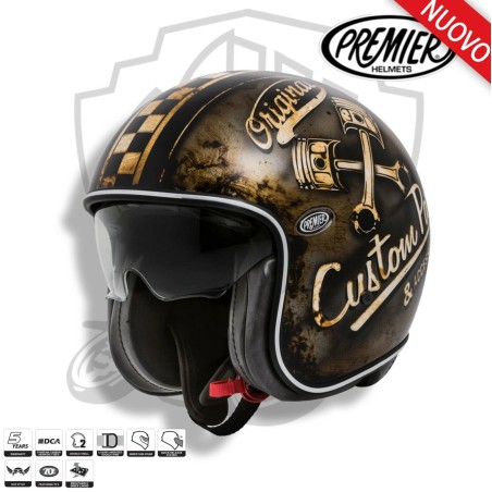 PREMIER VINTAGE OP 9 BM - CASCO HELMET MOTO DEMIJET OPEN FACE VINTAGE RETRO' 