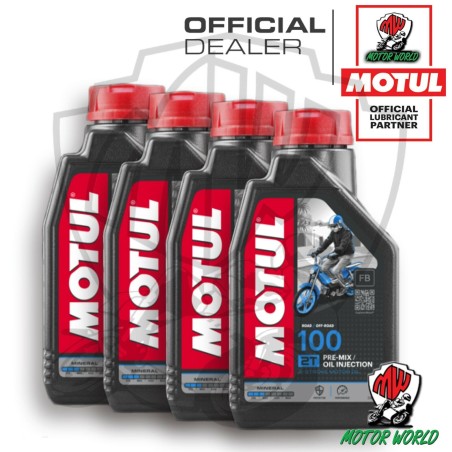 KIT 4LT OLIO PER MISCELA MOTUL 100 2T MINERALE MOTOMIX DECESPUGLIATORE MOTOSEGA