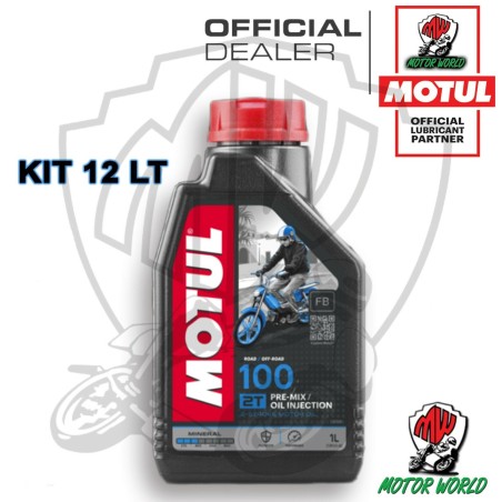 KIT 12 LITRI OLIO MISCELA MOTUL 100 2T DECESPUGLIATORE POTATORE MOTOSEGA