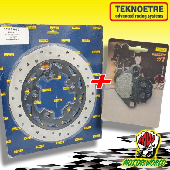 KIT DISCO + PASTIGLIE FRENO POSTERIORE KYMCO AGILITY 200 I R16 2010 2011 2012