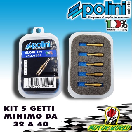 KIT 5 GETTI DEL MINIMO POLINI  PER CARBURATORI MIKUNI DAL 32 34 36 38 40