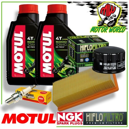 KIT TAGLIANDO OLIO MOTUL 5000 + FILTRI CANDELA PIAGGIO X9 Evolution Abs 500 2005