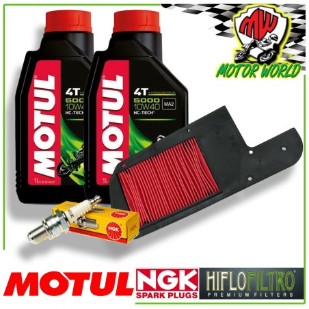 KIT TAGLIANDO OLIO MOTUL 5000 + FILTRI CANDELA PEUGEOT SV 250 2001 2002