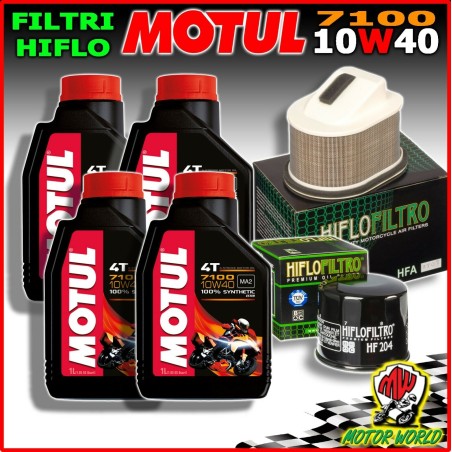 KIT TAGLIANDO OLIO MOTUL 7100 10W40 + FILTRI HF204 KAWASAKI Z1000 2005 2006