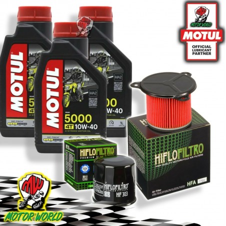 TAGLIANDO 3L MOTUL 5000 10W40 + FILTRI HIFLO HONDA XRV 750 AFRICA TWIN 1992