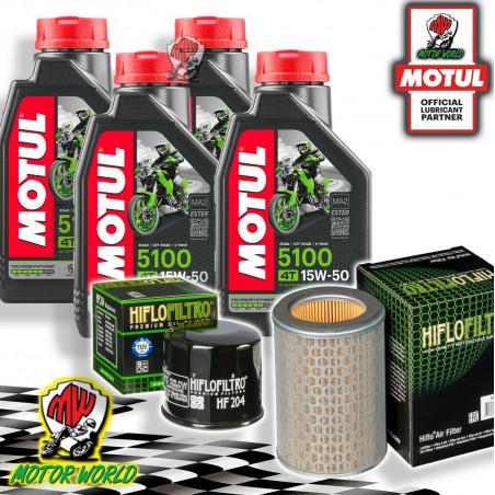 TAGLIANDO 4L MOTUL 5100 15W50 + FILTRI HIFLO HONDA CB 600 F HORNET 2005 2006