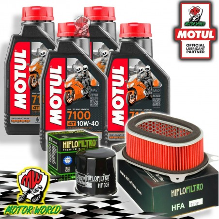 TAGLIANDO 4L MOTUL 7100 10W40 + FILTRI HIFLO HONDA XRV 650 AFRICA TWIN 2001 2002