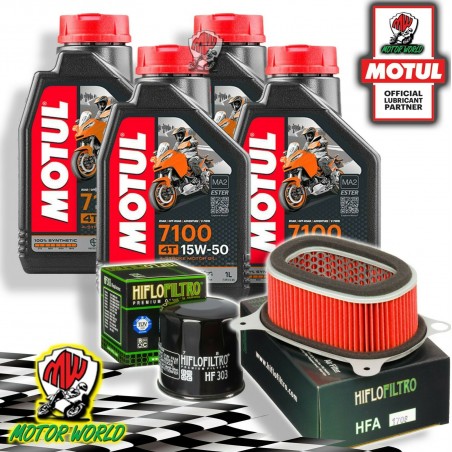 TAGLIANDO 4L MOTUL 7100 15W50 + FILTRI HIFLO HONDA XRV 650 AFRICA TWIN 2001 2002