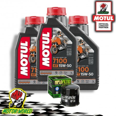 TAGLIANDO 3 L MOTUL 7100 15W50 + FILTRO OLIO HIFLO Suzuki SV 650 2014 2015