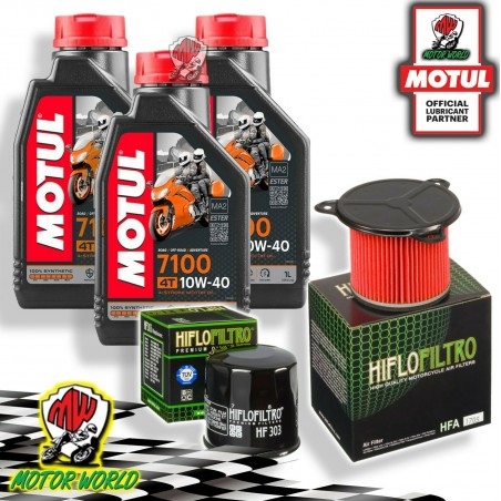 TAGLIANDO 3L MOTUL 7100 10W40 + FILTRI HIFLO HONDA XRV 750 AFRICA TWIN 1992