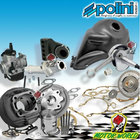 MAXI KIT GRUPPO TERMICO RACING ø57 + ALBERO MOTORE CROMATO VESPA 130 PK XL APE