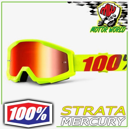 MASCHERA CROSS ENDURO 100% THE STRATA MERCURY LENTI A SPECCHIO ROSSE RED