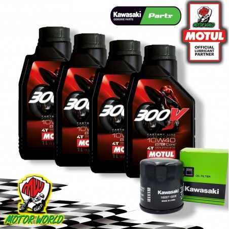 KIT TAGLIANDO MOTUL 300V 10W40 + FILTRO OLIO ORIGINALE Kawasaki Z 650 2021