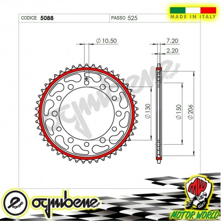 CORONA IN ACCIAIO SILENT OGNIBENE 49 DENTI  YAMAHA FZ8 S SA FAZER 8 ABS 2013