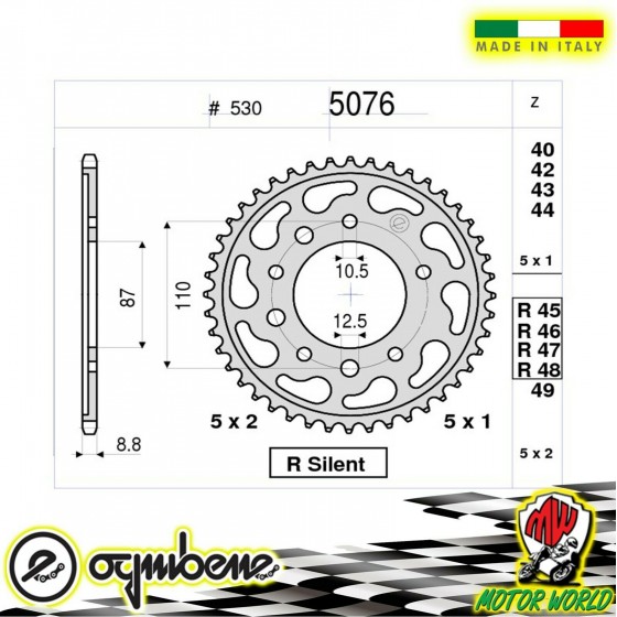 CORONA IN ACCIAIO SILENT OGNIBENE 48 DENTI SUZUKI GSF 600 BANDIT S 2004