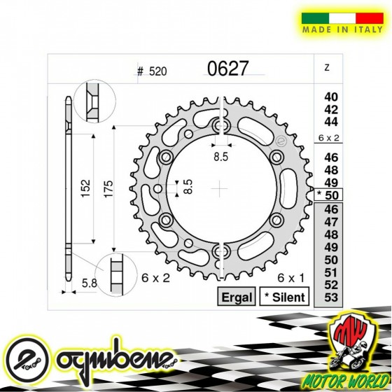 CORONA IN ACCIAIO OGNIBENE 44 DENTI YAMAHA TT-R 600 2002