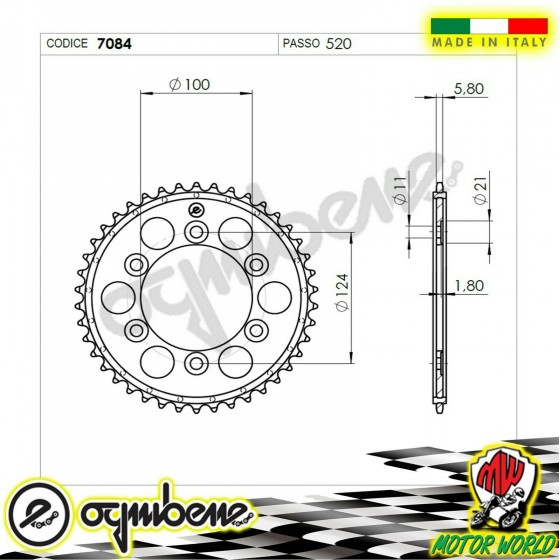 CORONA IN ACCIAIO OGNIBENE 48 DENTI DUCATI MONSTER 600 Dark City 1998 1999