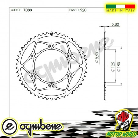 CORONA 52 DENTI IN ERGAL CON SCARICO  KTM EXC 250 F 4T Six Days 2013 2014