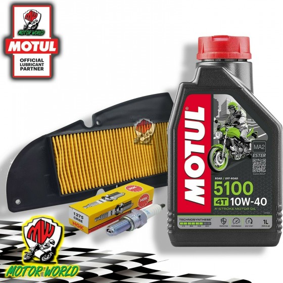 KIT TAGLIANDO MOTUL 5100 10W40 FILTRO ARIA CANDELA OLIO Honda SH 150 i ADH  ABS