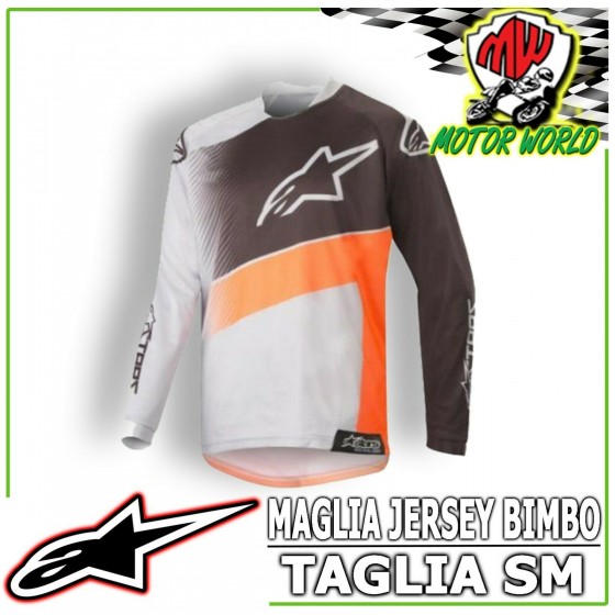 MAGLIA FUORISTRADA CROSS ALPINESTARS S9Y BIMBO OFFROAD NERO ARANCIONE TG. SM