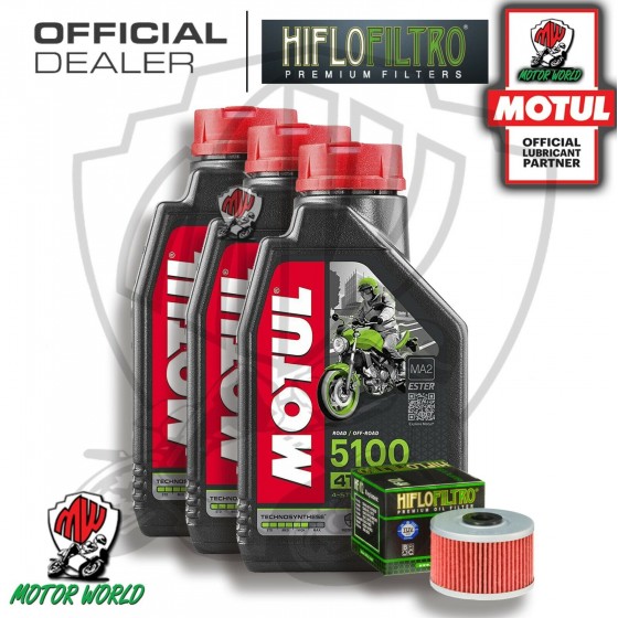 KIT TAGLIANDO 3 LITRI OLIO MOTUL 5100 15W50 FILTRO Kawasaki KX 450 2014 2015