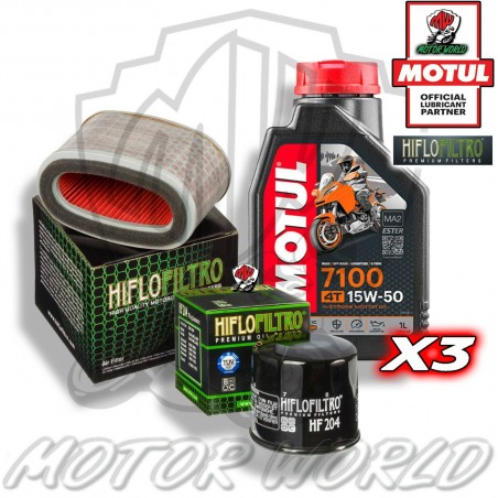 KIT TAGLIANDO 3LT OLIO MOTUL 7100 15W50 FILTRI HIFLO