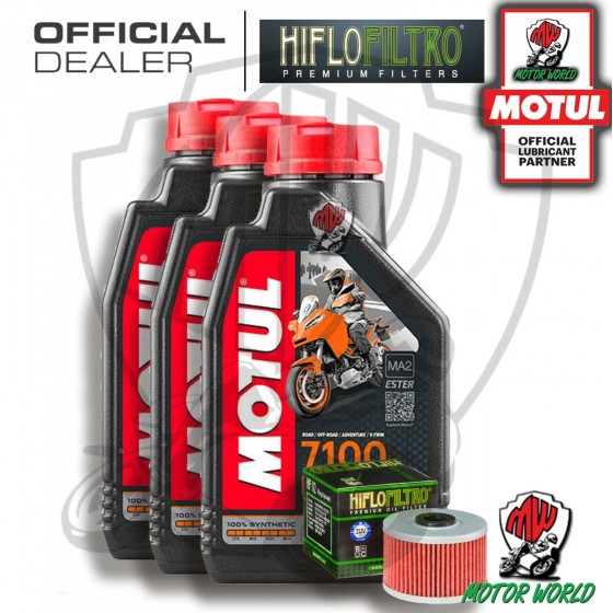 KIT TAGLIANDO 3 LITRI OLIO MOTUL 7100 15W50 FILTRO Kawasaki KX 450 2014 2015