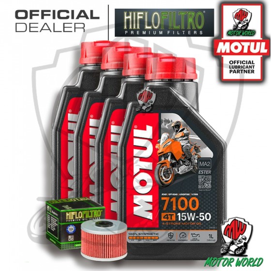 KIT TAGLIANDO 4 LITRI OLIO MOTUL 7100 15W50 FILTRO Kawasaki KX 450 2014 2015