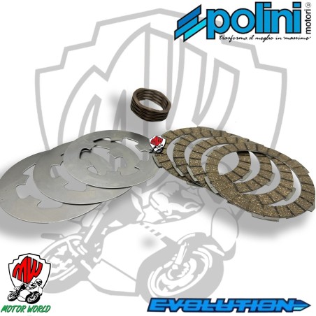 Dischi frizione POLINI EVOLUTION - 4 dischi + molla Wave - Vespa Smallframe