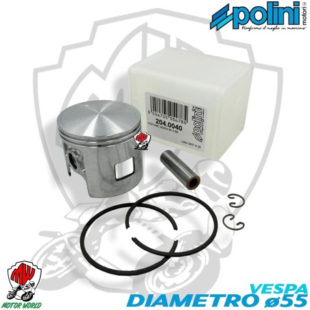 PISTONE POLINI 204.0040 X VESPA & APE 50 C.C.90 DIAM. 55 SPINOTTO 12