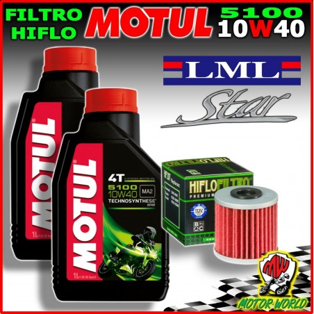 KIT TAGLIANDO OLIO MOTUL 5000 10W40 FILTRO LML STAR 200 4T 2014 2015