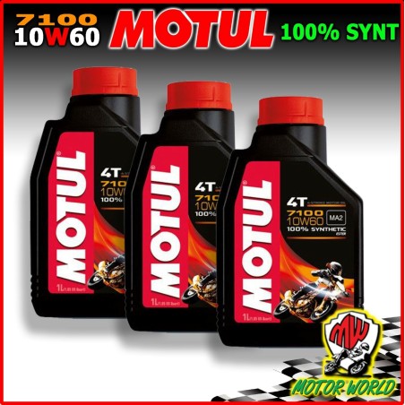 3 LT LITRI OLIO MOTORE MOTO MOTUL 4T 7100 10W60 MA2 100% SINTETICO