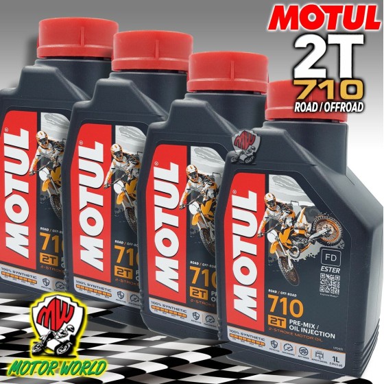 Tanica Di 4L Olio 2 Tempi Motul 710 Per Miscela Moto Enduro Cross Scooter 50