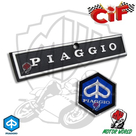 CIF TARGHETTA + SCUDETTO FREGIO STEMMA NASELLO PIAGGIO VESPA PX 125 1° SERIE