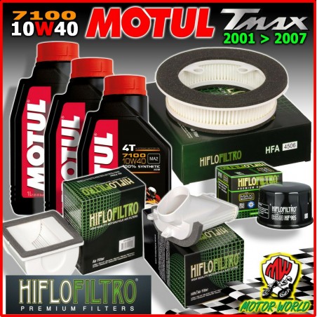 KIT TAGLIANDO 3 LT MOTUL 7100 10W40 + 3 FILTRI ARIA 1 OLIO YAMAHA T-MAX 500 2007