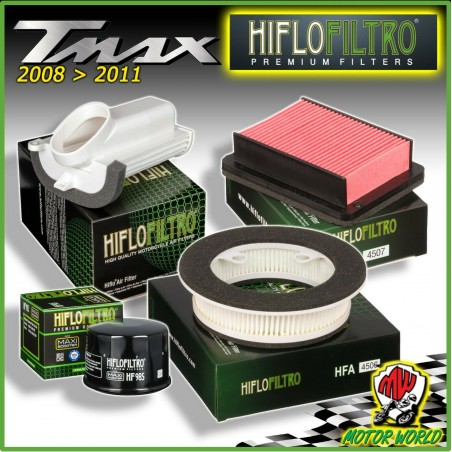 KIT TAGLIANDO 3 FILTRI ARIA + FILTRO OLIO ORIG. HIFLO per YAMAHA T-MAX 500 2011