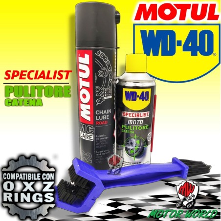 Kit WD-40 Pulizia Catena Moto + Motul C2 Grasso Lubrificante Spray Moto Strada