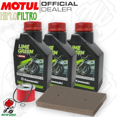 Kit tagliando Motul LIME GREEN 10W40 + Filtri KAWASAKI Ninja 250 R 2011 2012