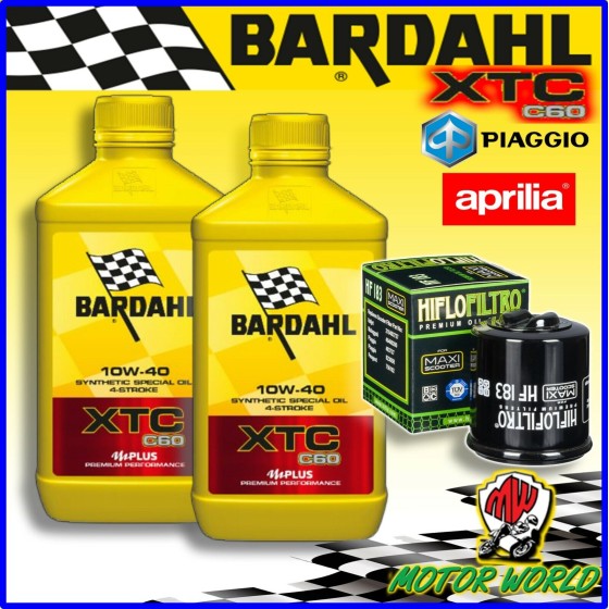 KIT TAGLIANDO 2LT BARDAHL XTC 10W40 + FILTRO Aprilia 400 Scarabeo / Light 2007